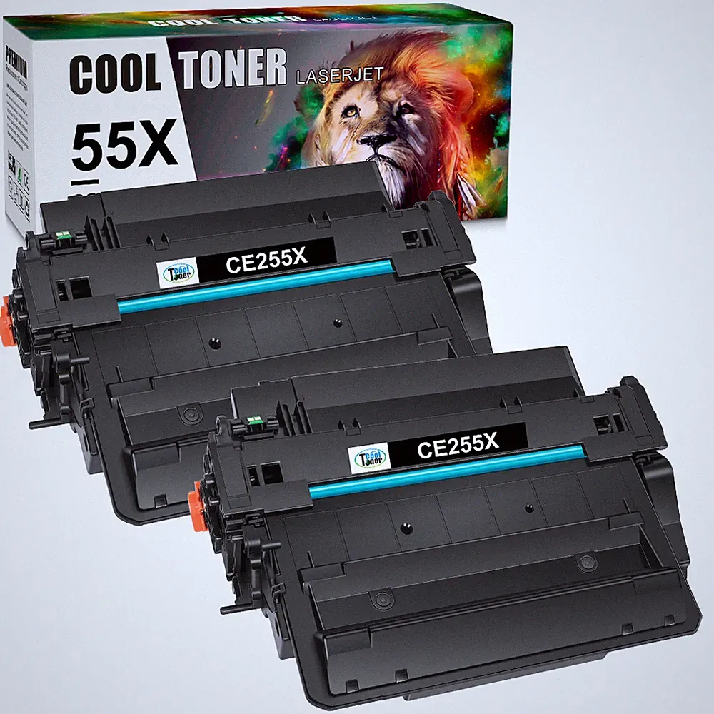 2 Black Toner Compatible with HP CE255X 55X LaserJet P3015 P3015d P3015n P3015dn