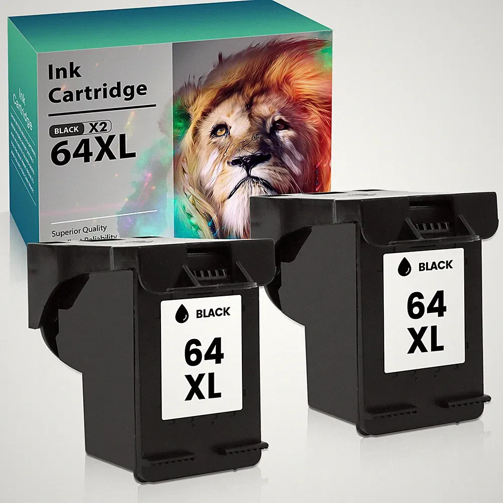 2-PK 64XL Black Ink Cartridge for HP 64 Envy photo 7130 7855 7858 6255 6258