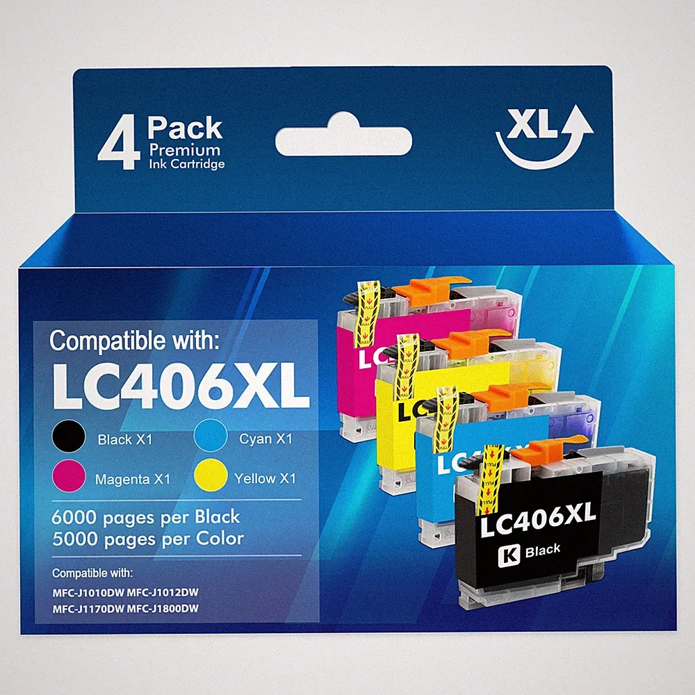 4PK Compatible LC406XL LC-406 Extra Capacity Ink Cartridge for Brother Printer