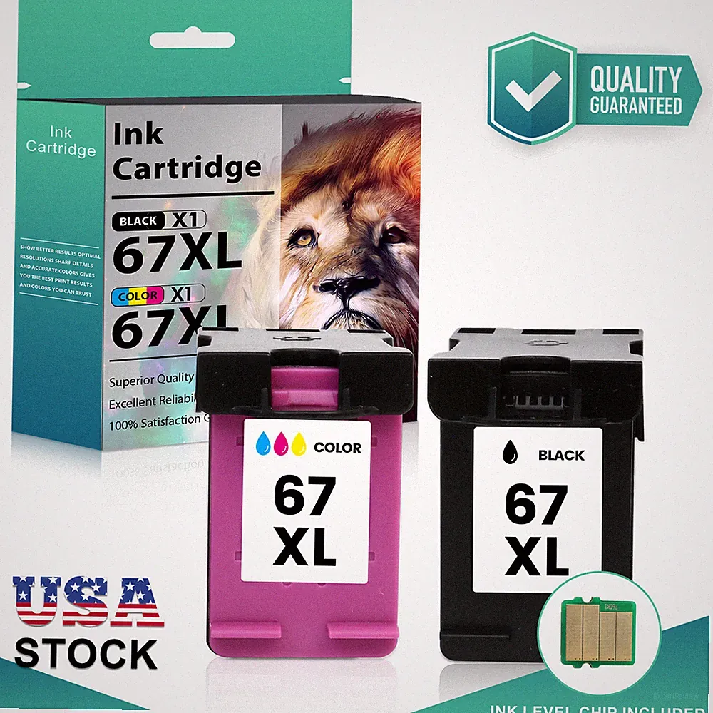 67XL Ink Cartridge Combo for HP Ink 67 Deskjet 2700 2752 2755 4155 4255 Printer
