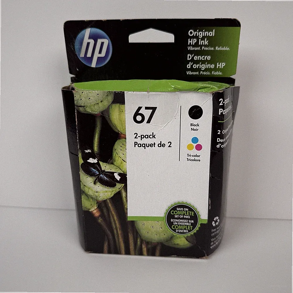 HP Hewlett Packard 67 Black & Tri-color 2-pack Printer Ink Cartridges Nov 22